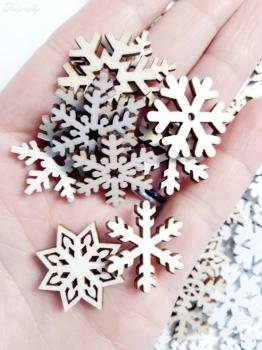 Schneeflocken Streudeko-Mix Holz